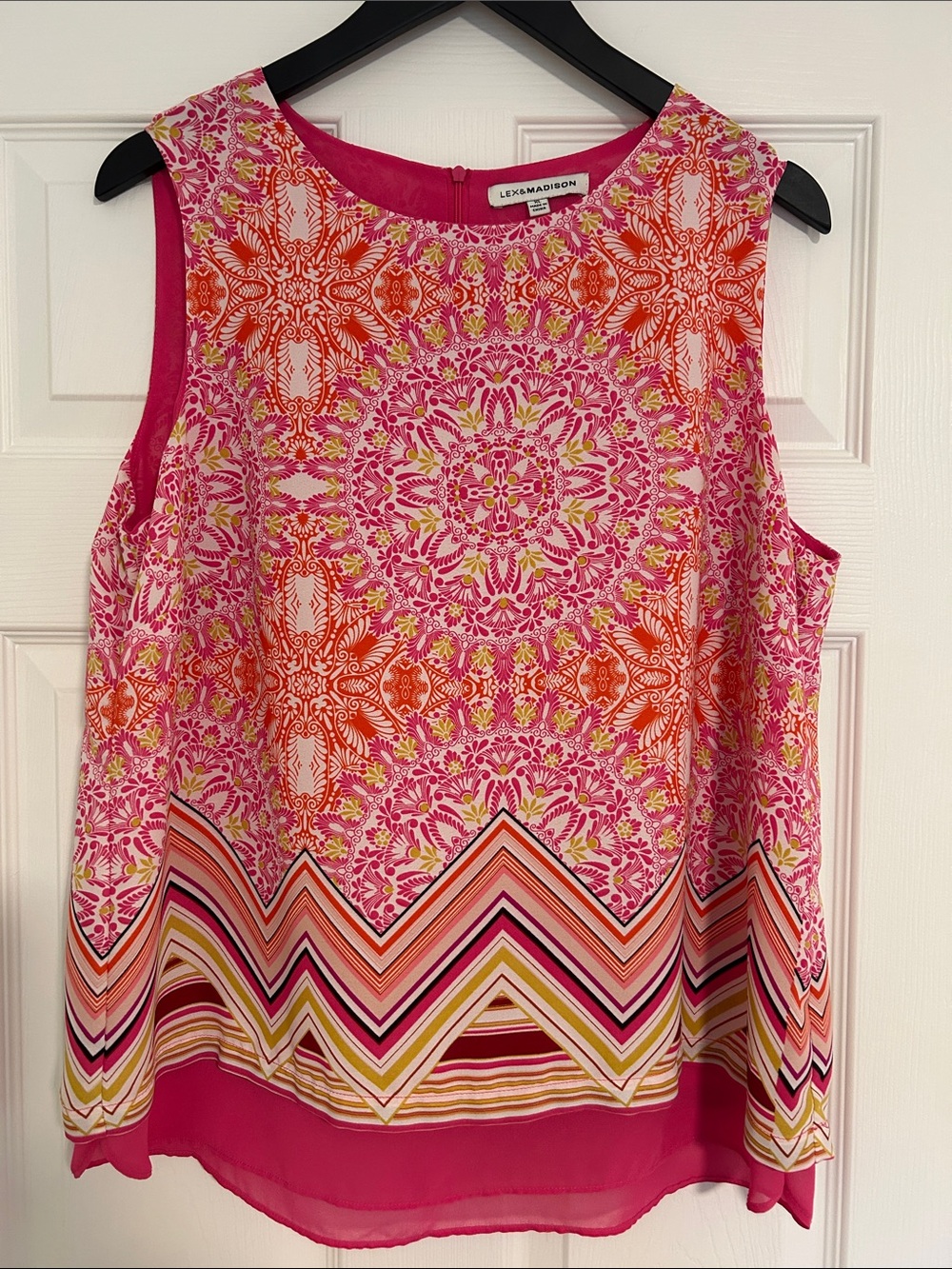 lex& Madison XL Pink & Orange Floral Sleeveless Top